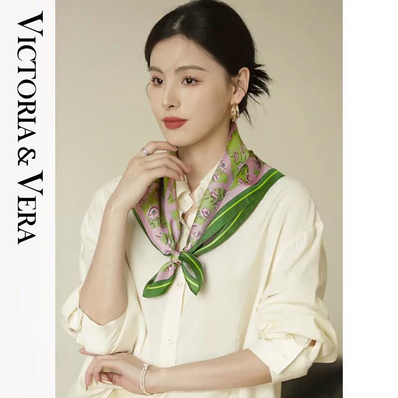 VICTORIA&VERA Floral Mulberry Silk Scarf