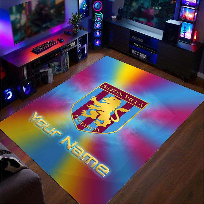 Crystal Velvet Rug Aston Villa Print Custom Name Text Floor Mat Home Decor