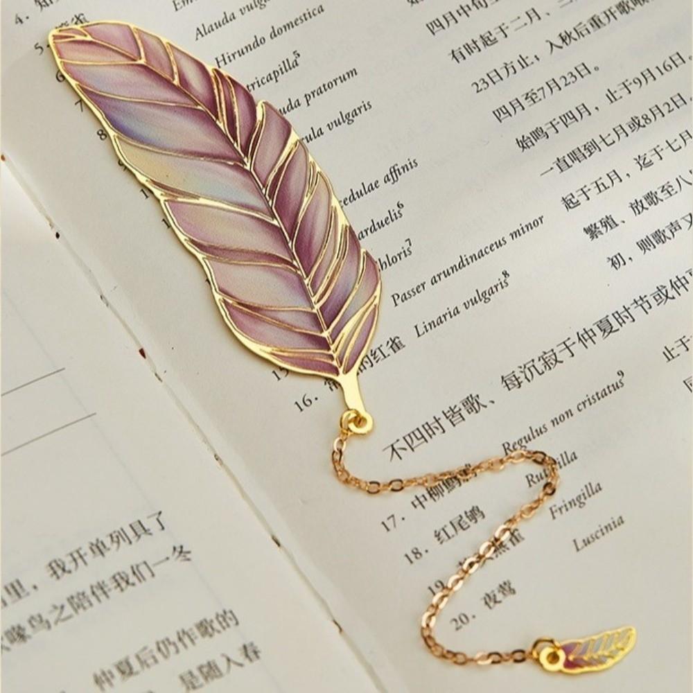 Gilded Vein Feather Metal Bookmark Metal Leaf Feather Retro Bookmark Birthday Gift