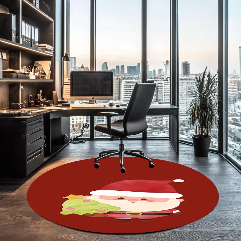 Christmas Santa Claus Printed Round Rug Carpet Chair Rug Area Rug Entryway Doormats,for Office Chair Living Room Bedroom Kitchen Room.