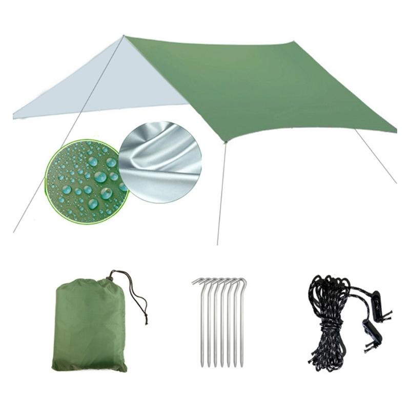 Portables Outdoor Tarps Suit Rainproofed Awnings Waterproofed Picnics Tarps for Camping Hiking зелёный