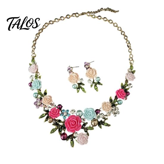 Necklace And Earrings Set 1 Camellia Choker Earrings, Faux Pearl Rhinestone Luxury Jewelry Elegant Flower for Women Daily Wear Party Date High-quality