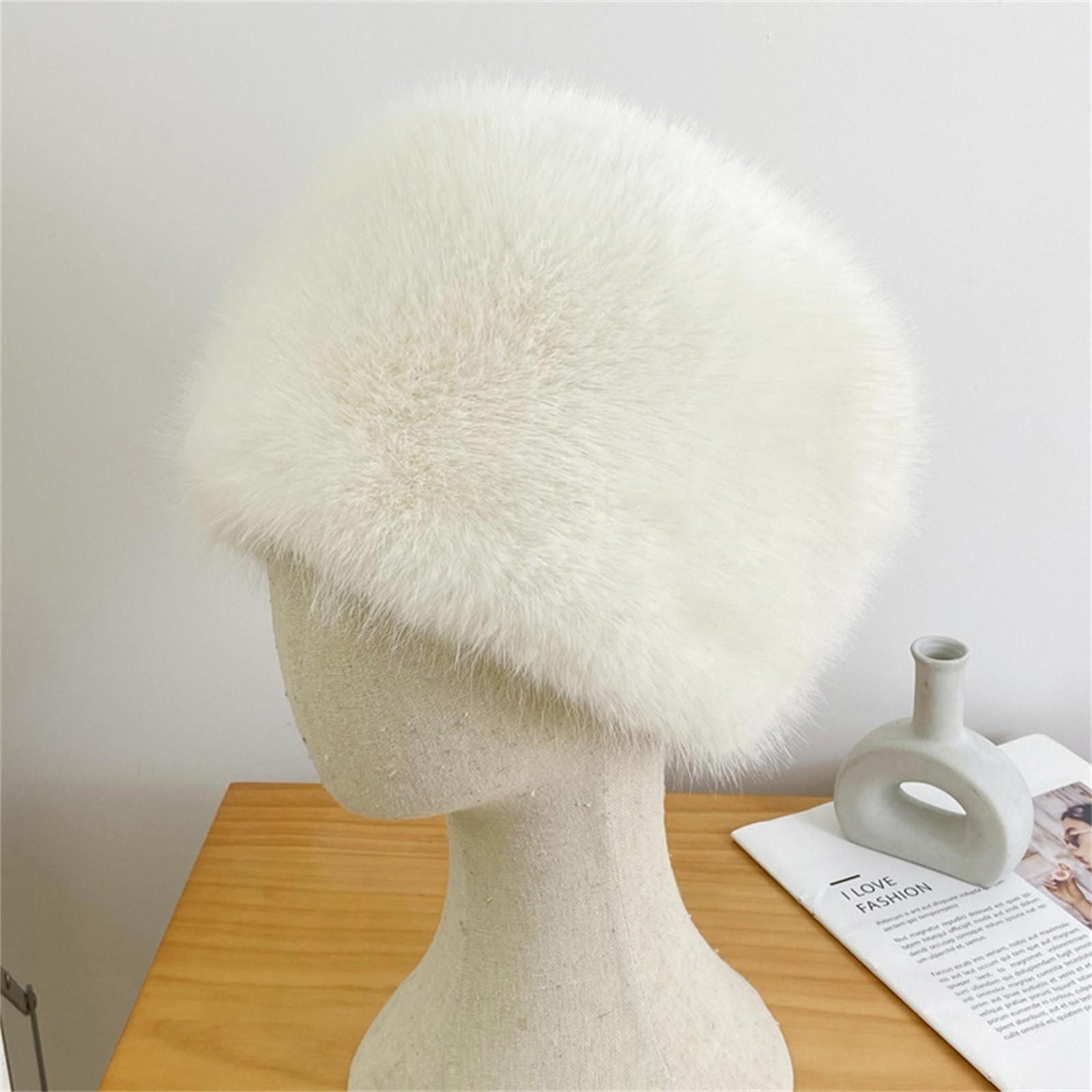 

Женская зимняя плюшевая шапка-рыбак с большой окружностью головы, теплая шапка One Size бежевый