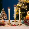 2PCS Gold Taper Candle Holder Short Skinny Brass Candlestick Holders for Wedding Party Holiday Dinning Table Decor