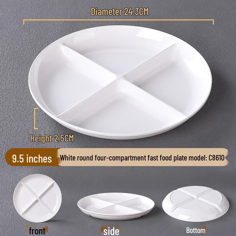 Commercial White Melamine Rectangular Meal Plate