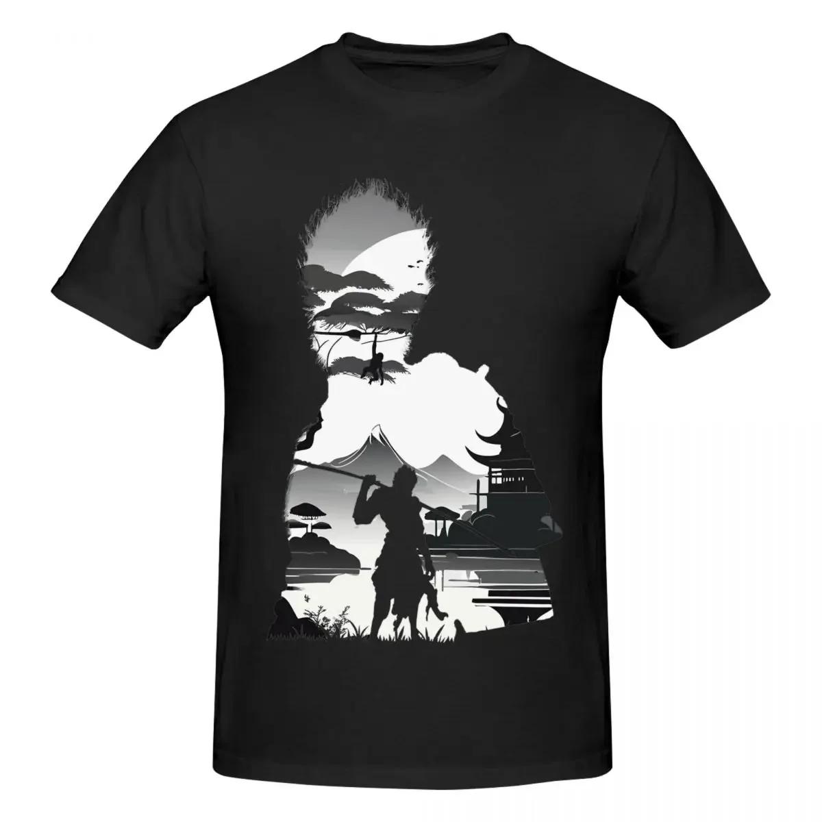 

Черные футболки с графическим принтом Myth Wukong Monkey King для мужчин Популярные футболки с онлайн-играми Аксессуары Футболка с принтом Mythology Game XXXXXL небесно-голубой