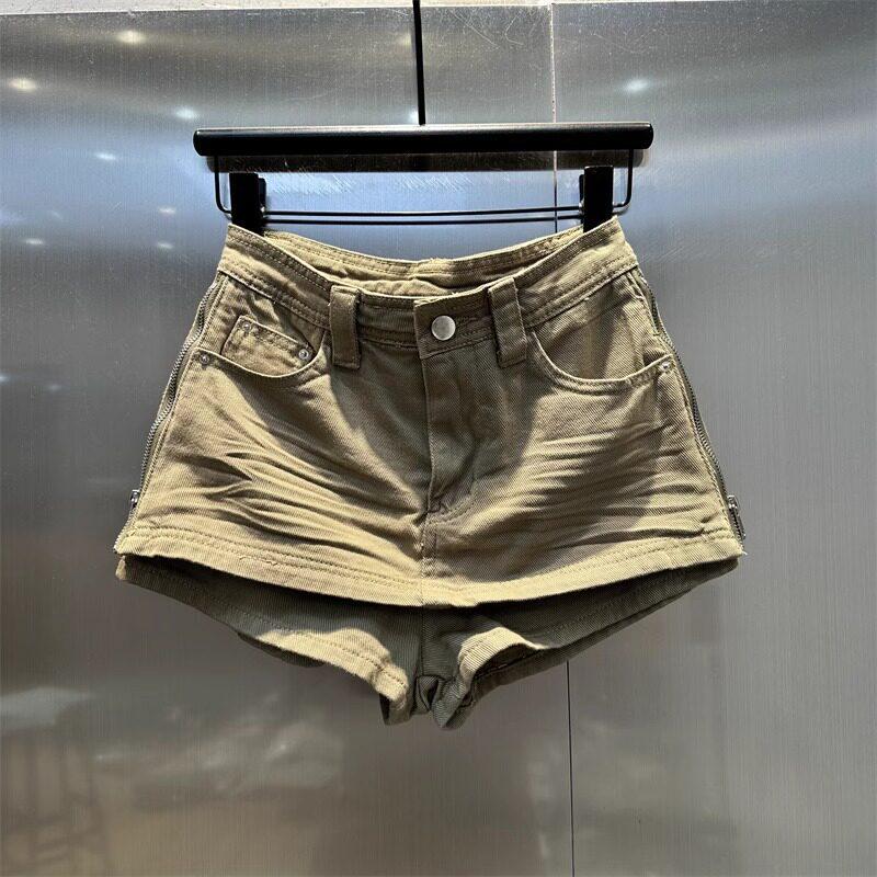 Gonna corta di jeans bianca alla moda: Dimagrante, Versatile, Zip Laterale, Caratteristica Anti-Esposizione