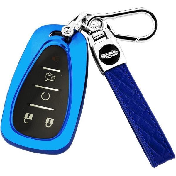 For Chevy Key Fob Cover With Keychain,Soft TPU Full Protector Key Shell Case For Chevy Malibu Camaro Equinox BlazerTraverse Cruze Sonic Volt Spark