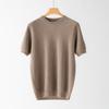Herren Pullover aus reiner Kaschmirwolle, kurzärmelig, Rundhalsausschnitt – einfarbig, lockere Passform, Business Casual Pullover für den frühen Frühling/Herbst.