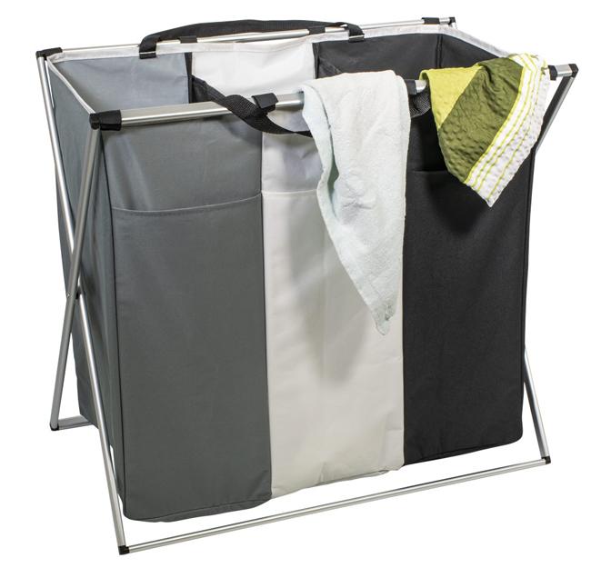 Three-Compartment Textile Laundry Basket 118 L