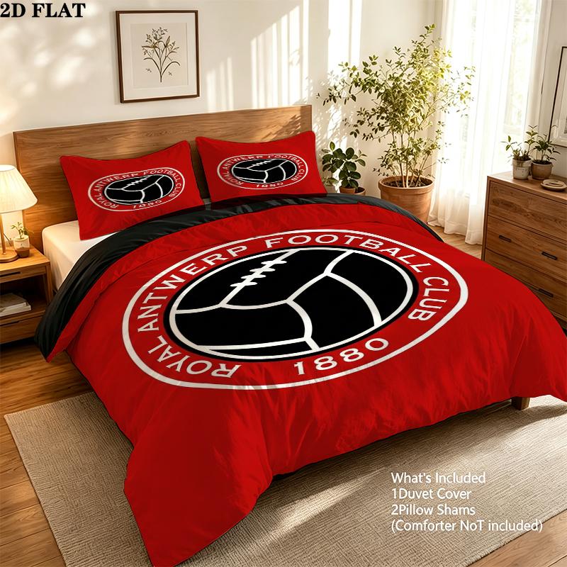 Royal Antwerp Fc Pattern Bedding uilt Set uilt Cover Pillowcase Home Decoration Birthday Gift (1 * duvet cover + 2 * pillowcase without core)