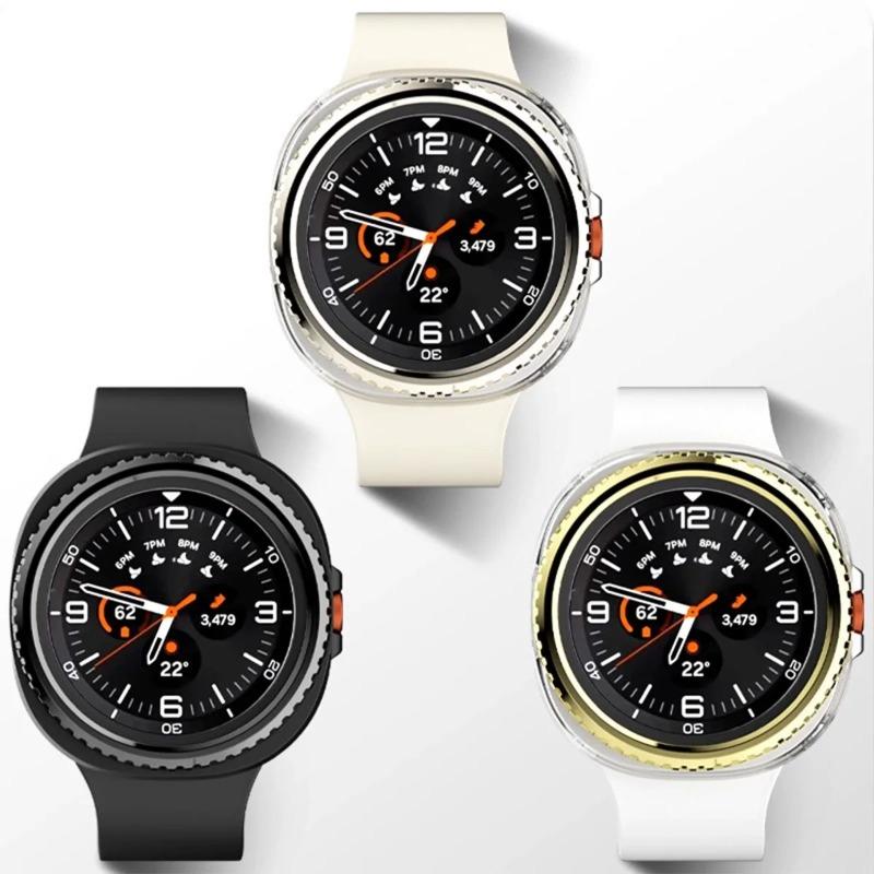 Samsung Galaxy Watch 8 classic 46mm için Kılıf Koruyucu Çerçeve Yüzüğü+Kapak Sert PC Tampon Kabuk Galaxy Watch8 classic koruyucu