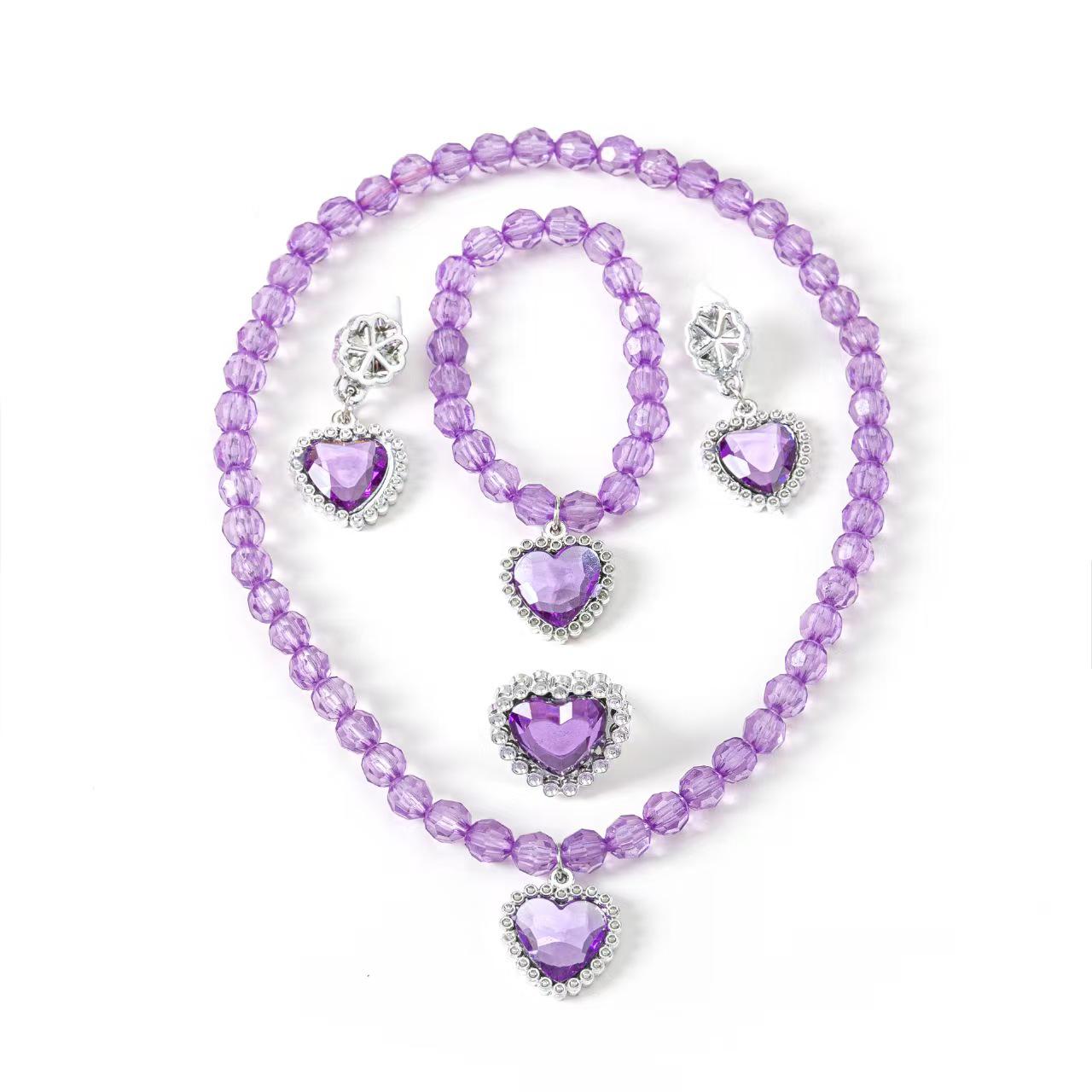 

Frozen Elsa Princess Dress-up Accessories Set: Diamond Necklace, Bracelet, Ring & Earrings for Girls фіолетовий