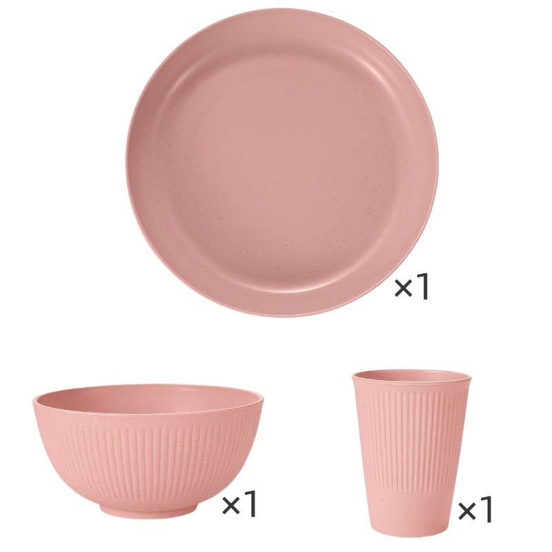 3pcs/set Tableware Colorful Advanced PP Plate, Bowl and Cup Set for Home Use Suitable for Family Gatherings, Hotels