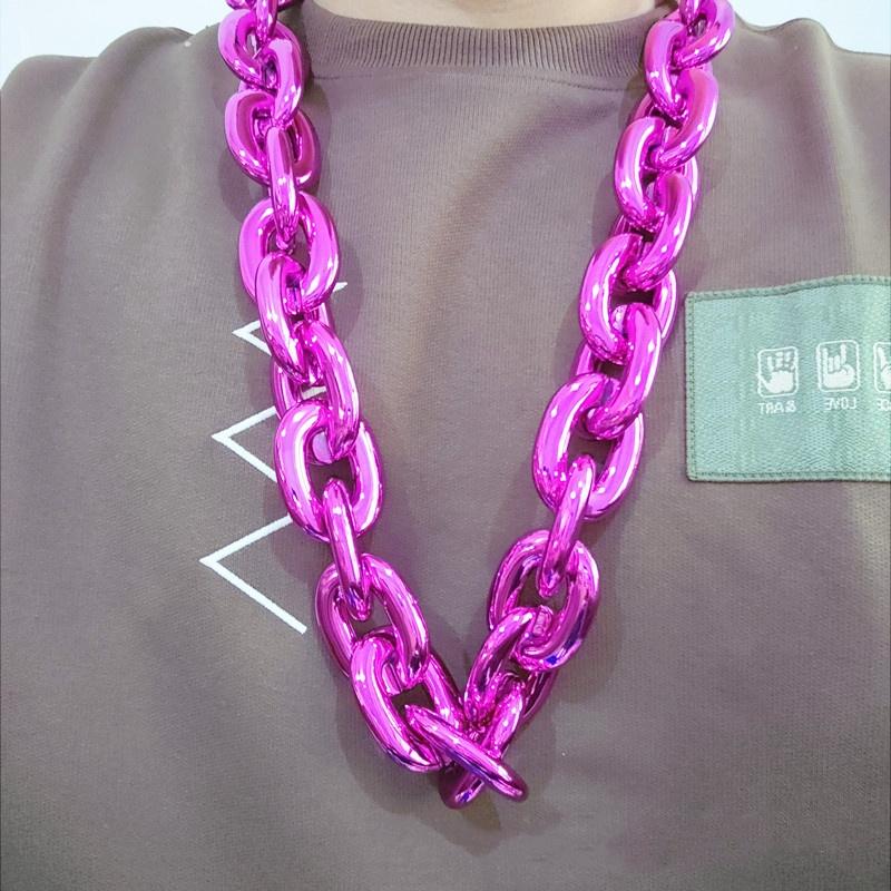 Hip Hop Punk Plastic Necklace Thick Chain Cuban Chain Festival Performance Party Gift Fan Accessory