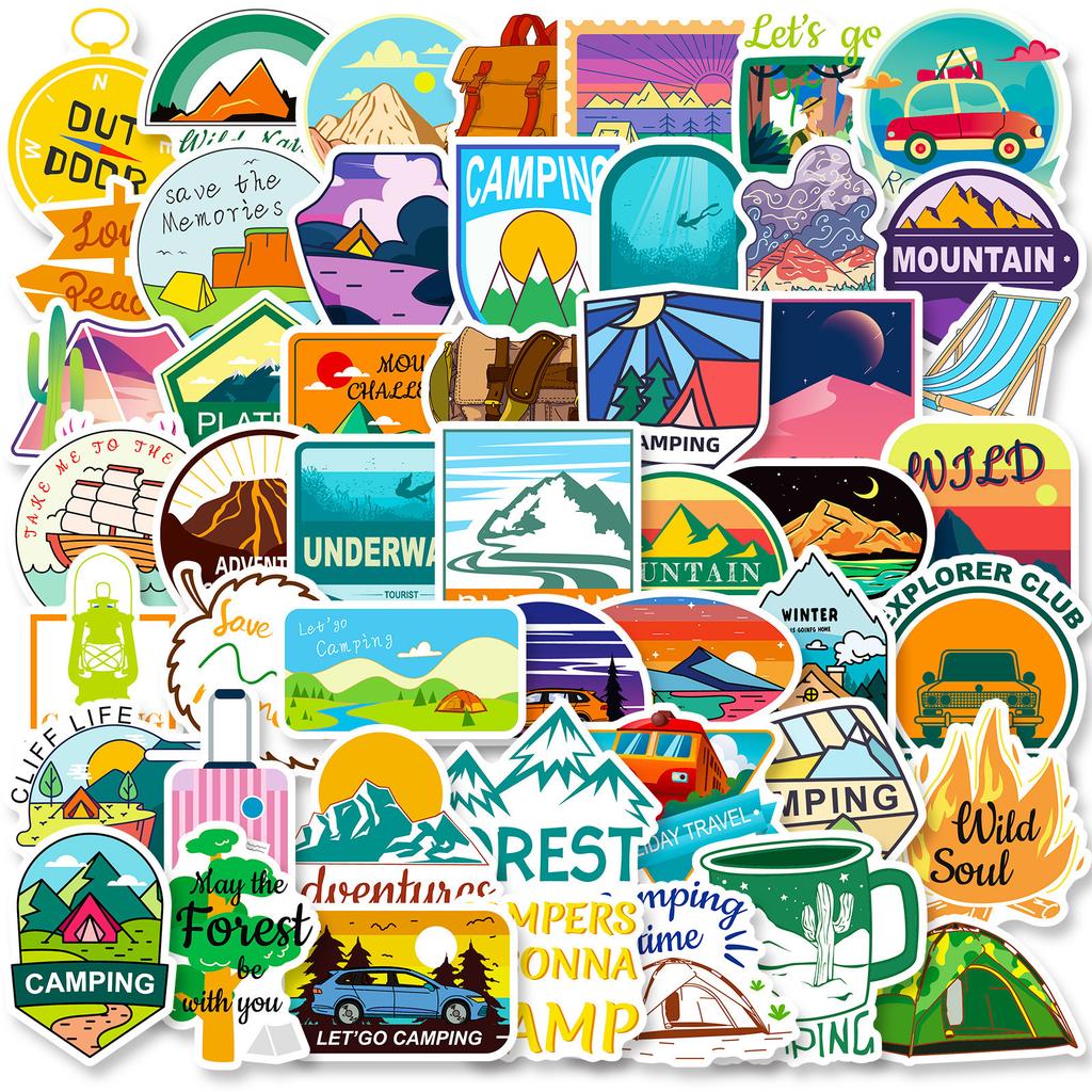 50 Outdoor Travel Series Stickers European and American Trendy Stickers Ins Suitcase Notebook Graffiti Stickers