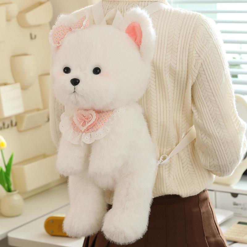 Lovely Puppy Backpack Plush Toys Soft Stuffed Cartoon Doll Dog Animal Toy Creative Birthday Gift