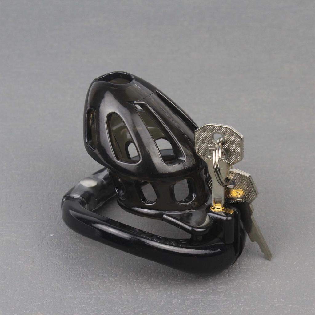 Manyjoy Plastic Chastity Bird Cage Male Locking Chastity Belt Device with 4 Penis Rings Restraint Penis Lock Sex Toy for Men Gay