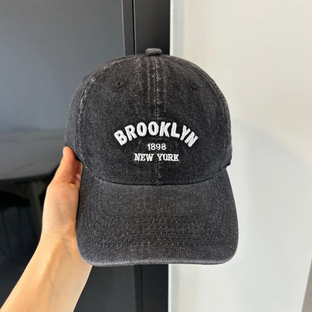 Vintage Washed Denim Letter Embroidered Baseball Cap Children's Versatile Wide Brim Sunshade Sunscreen Hat Tide