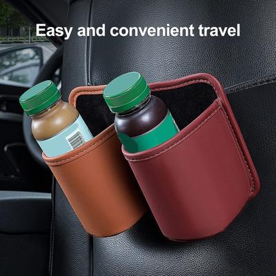 Car Seat Back-Mounted Organizer Storage Box, Non-Destructive Installation Waterproof Leather Texture Multi-Functional Trash Can Door Side Storage for