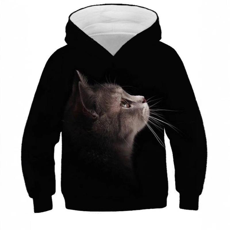 Autumn Cute Cat Pattern 3D Printed Hoodies Fashionable Casual Sports Long Sleeved Children's Boy Hooded Sweatshirts