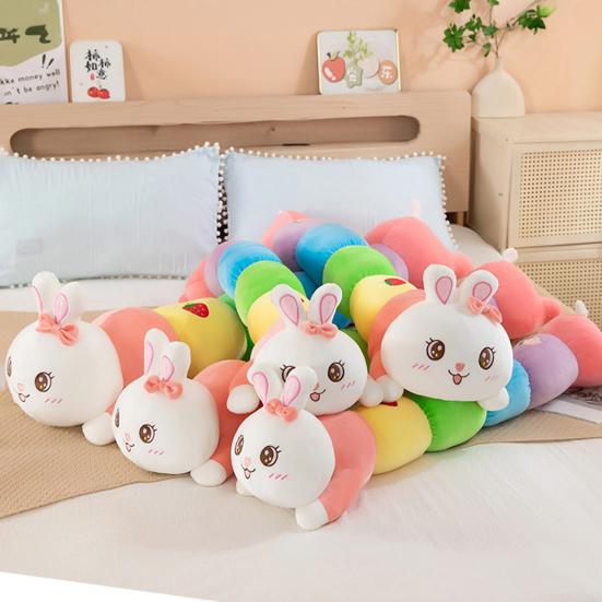 Rainbow Long Bunny Plush Pillow Large Body Pillow for Cuddling And Support Soft Stuffed Animal for Girls And Kids Gift