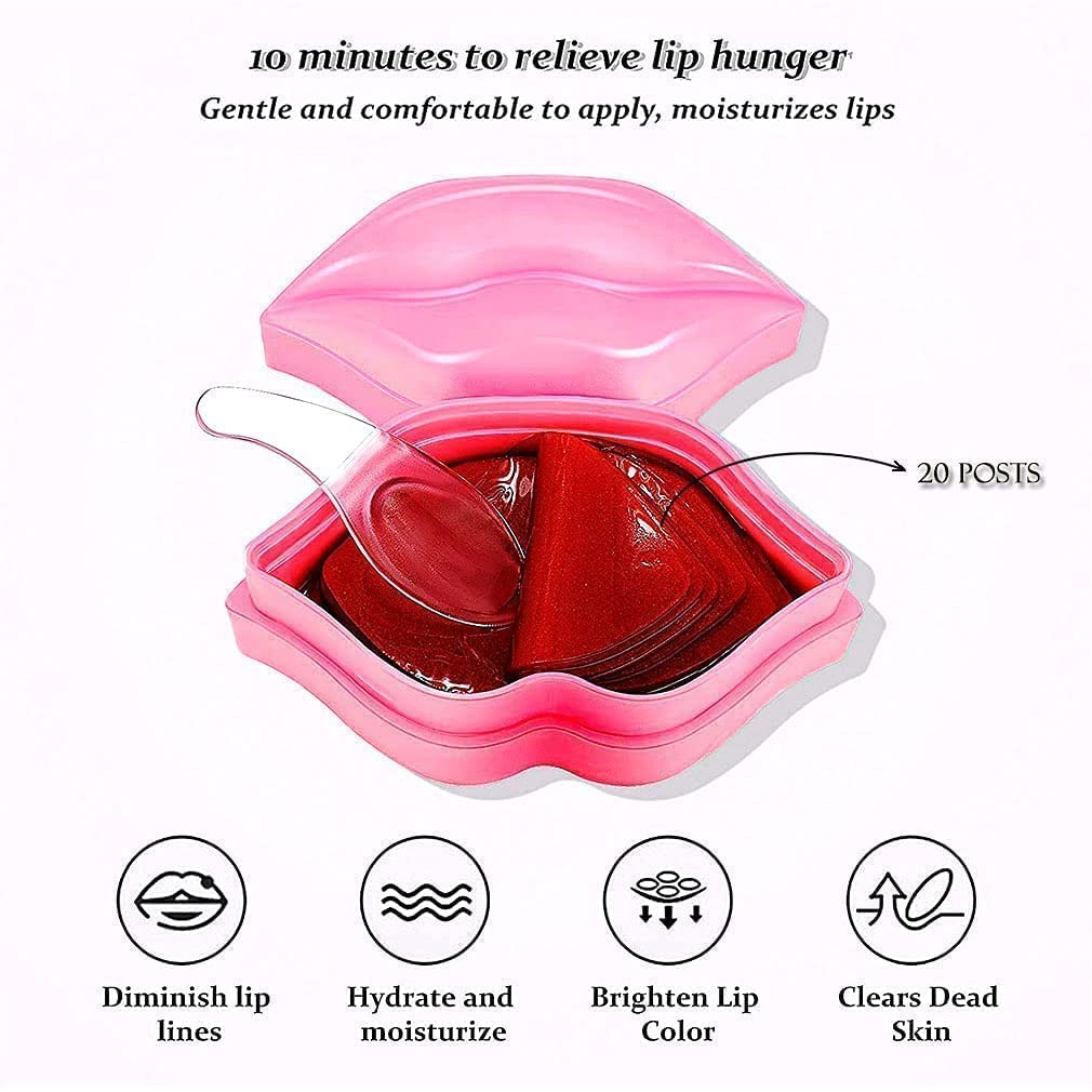 ZSIGNS 20 Pcs Hydrating Lip Mask,Lip Sleep Mask Reduces Lip Lines and Restores Moisture, Lip Mask Effectively Nourishes the Lip Skin, Gel Treatmen