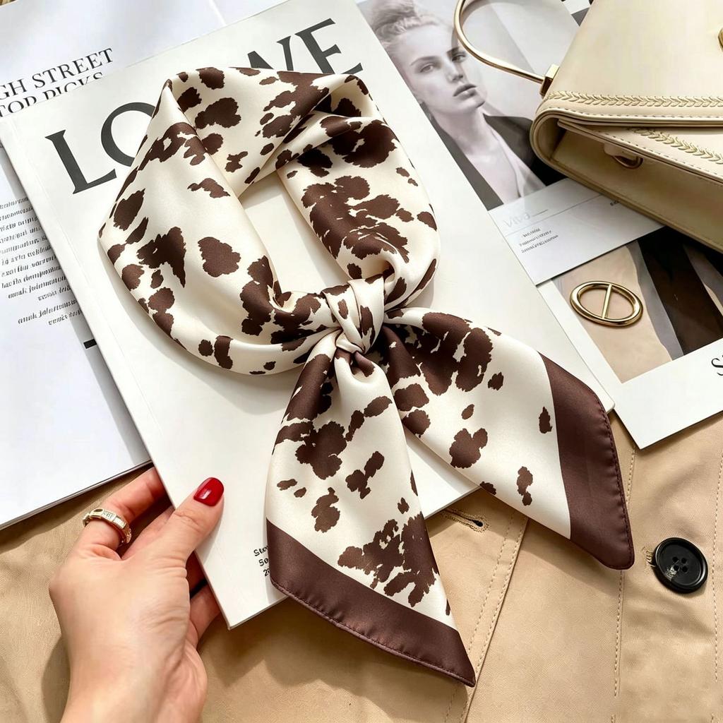 Simple temperament Spring and summer female imitation silk scarf versatile Korean version casual small square scarf neck protection decorative scarf