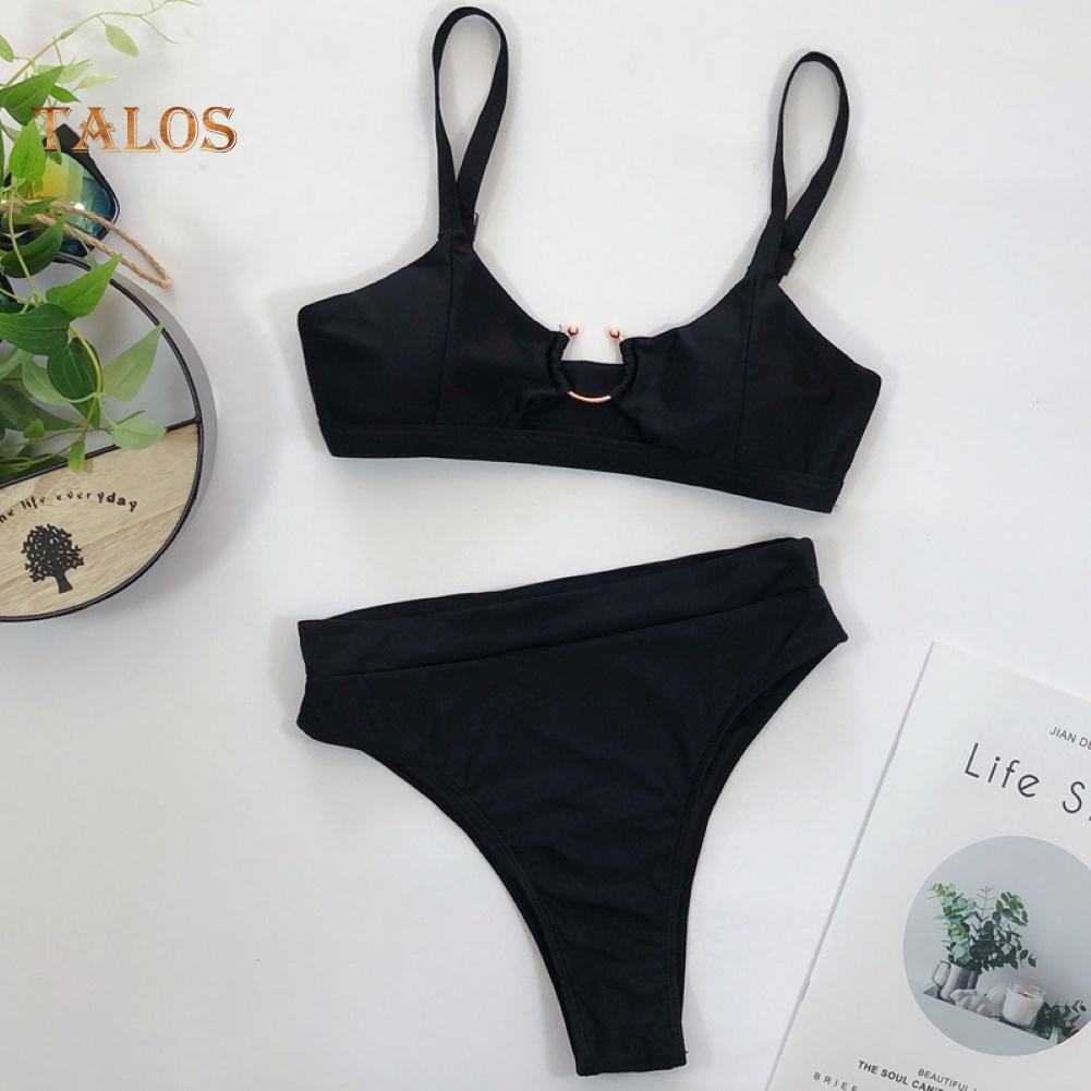 Talos Women Sexy Leopard Snake Print Swimsuit Padded Bra Low Rise Briefs Bikini Set