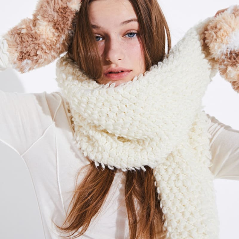 QUAFE ALPACA MUFFLER BOLERO_White