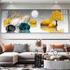 New Chinese Fengshui Golden Zen Stone Canvas Painting Wall Art Rich Tree Posters Gold Deer Prints for Living Room Home Decor