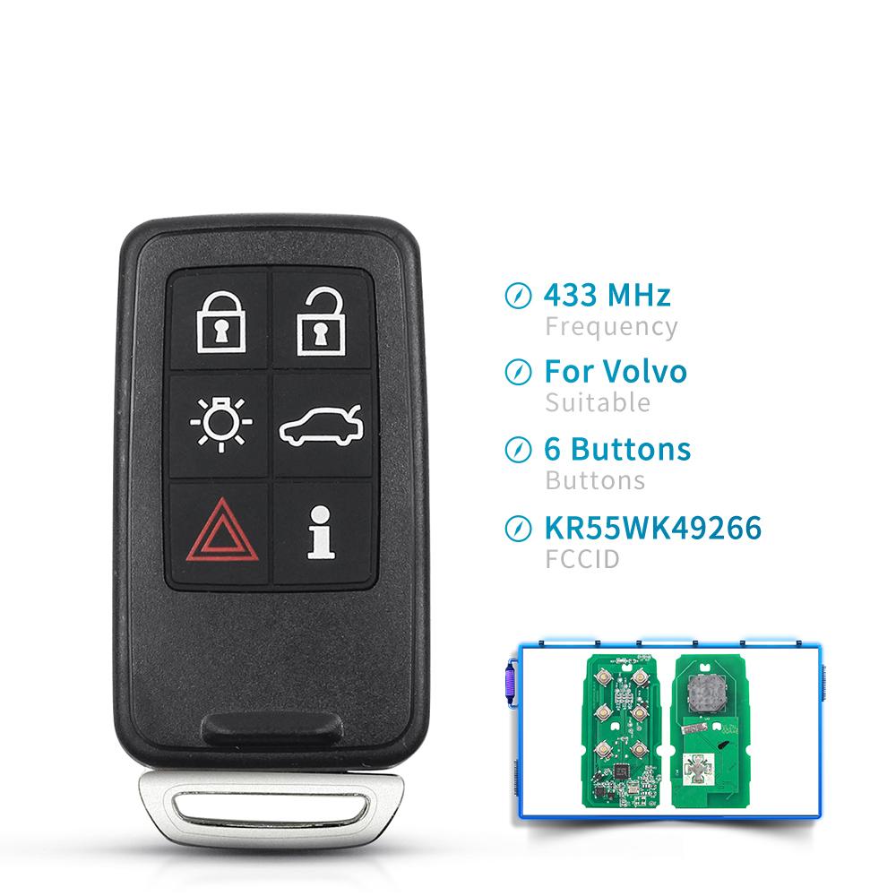 Smart Remote Car Key For Volvo XC60 S60 S60L V40 V60 S80 XC70 KR55WK49264 433/902Mhz