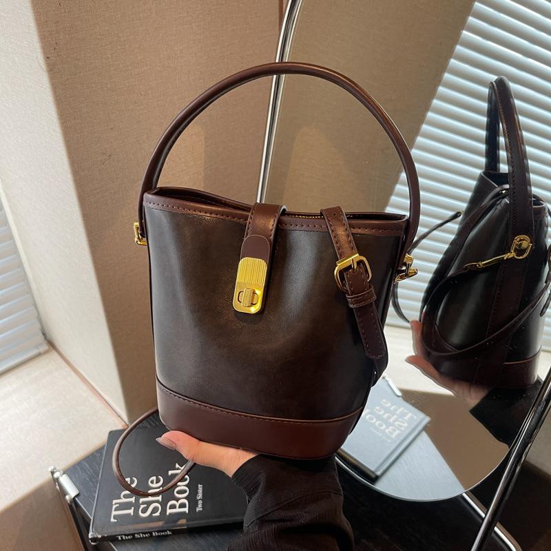 Popular small bag women's retro messenger bag casual portable bucket bag