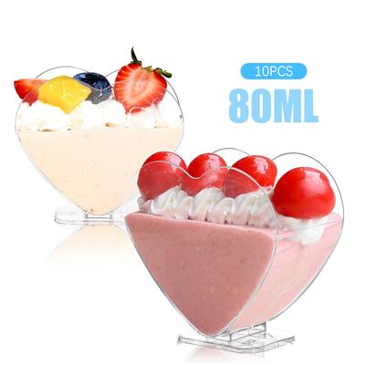 Herzförmige Einwegbecher Pudding Gelee Mousse Eisbecher Vorspeisenschale Für Zuhause Dessertladen Lebensmittelbehälter Plastikbecher