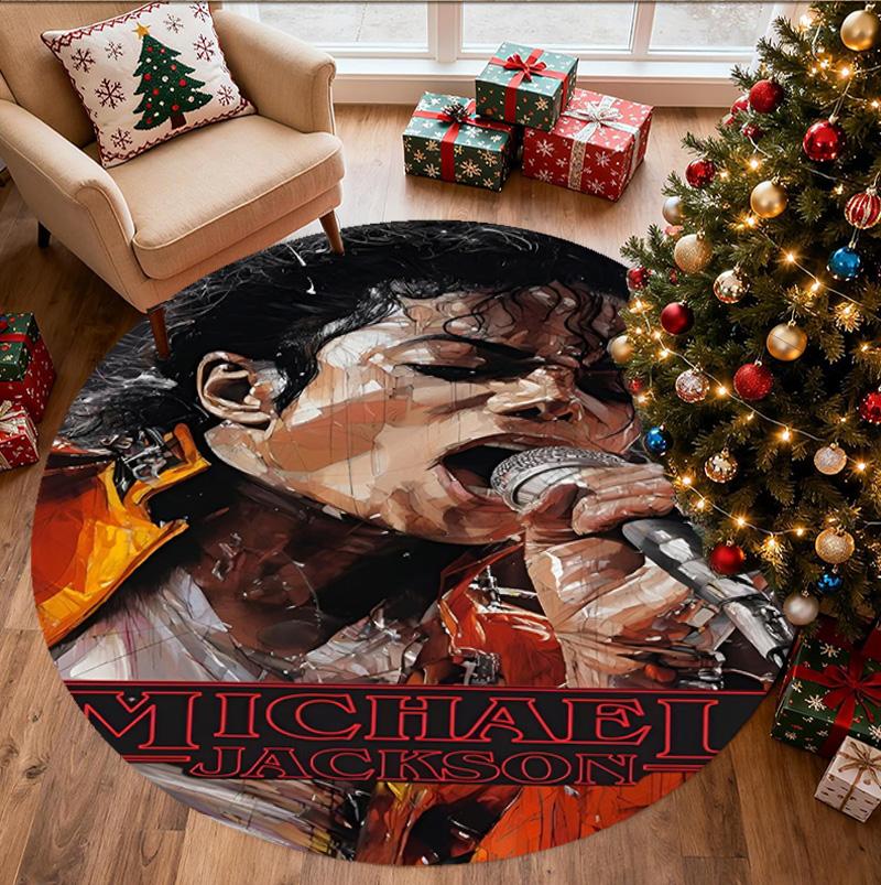 Tappeto Rotondo con Motivo Michael Jackson, Tappetino da Interno/Esterno, per Picnic, Sala Giochi, Camera da Letto, Ufficio, Soggiorno, Tappeto Decorativo per la Casa, Regalo di Compleanno