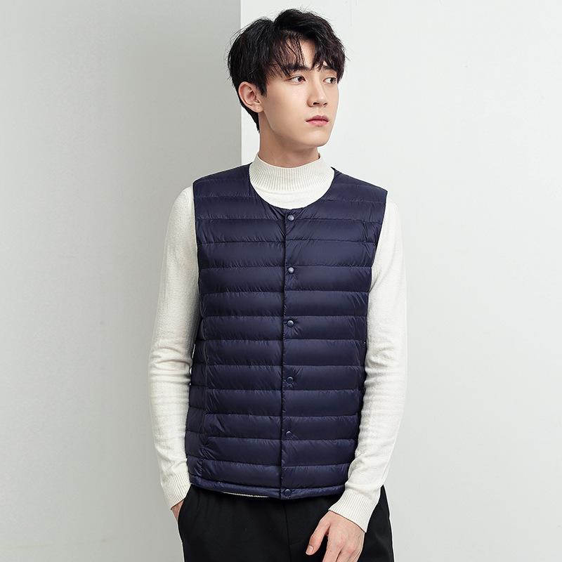 

Осень и зима легкий пуховый жилет мужской универсальная одежда пуховик внутри и снаружи теплый жилет подкладка воротник повседневное пальто мужское 3XL