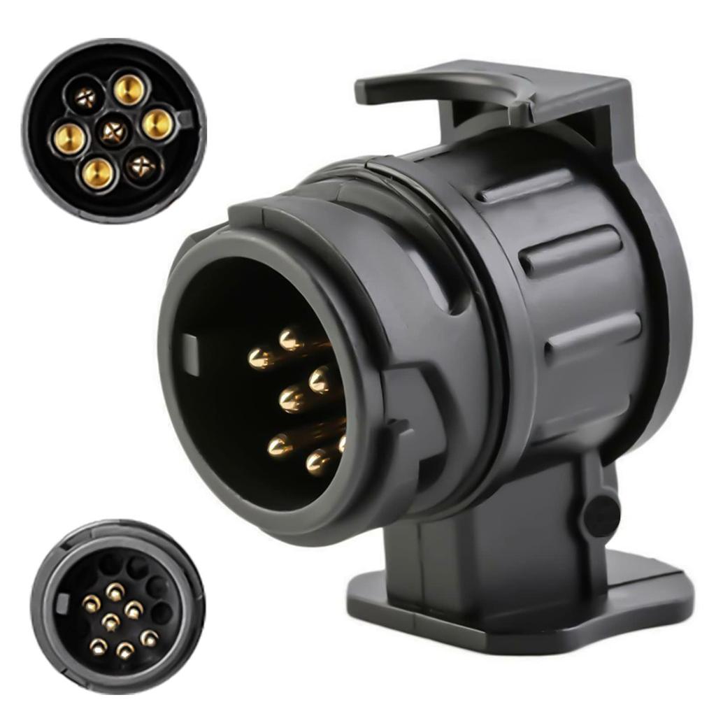 Adaptateur de remorque 7 broches vers 13 broches ou 13 broches vers 7 broches Adaptateur d'attelage 12V Adaptateur électrique étanche Prise Connecteur Convertisseur pour Caravane