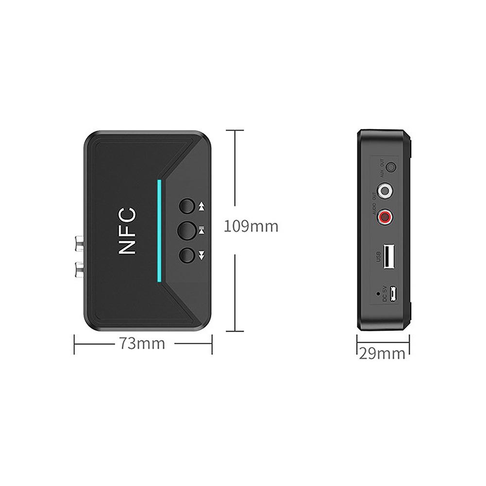 Bluetooth 5.0 Receiver Smart NFC A2DP RCA AUX 3.5mm Jack Wireless Adapter For Car Home Speaker Headphone