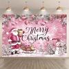 Flat banner 1 piece. Christmas-themed background fabric cute cartoon snow scene polyester materialZL
