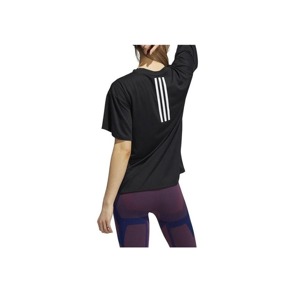 Adidas Logo Pattern Round Neck Short Sleeve T-Shirt Women T-Shirts Black H51184