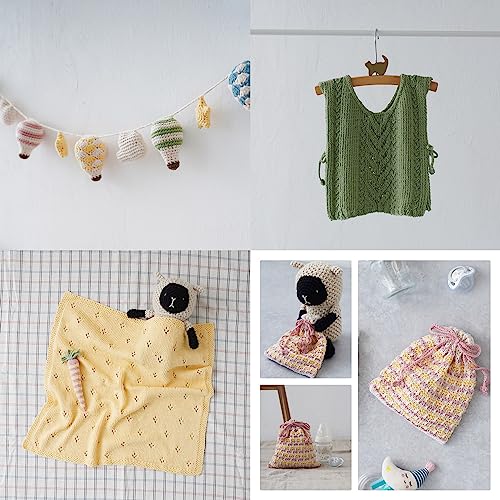 Knitworm Hug Cotton Baby Yarn, Medium Weight, 5 Balls, 30g (Approx. 81m), 100% Cotton (4. Light Green)