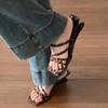 Summer Slope Slippers for Women Fashion Square Head Suede Fine Leopard Print Anti-slip Wear-resistant Sandals