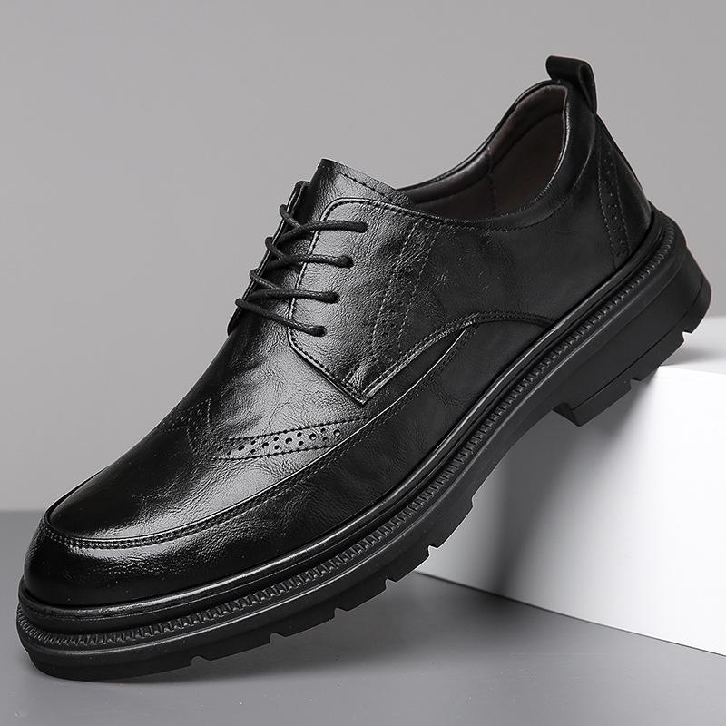 

Brock men s shoes Korean version of British trendy shoes versatile black wedding shoes board shoes business casual leathershoes 38 чёрный