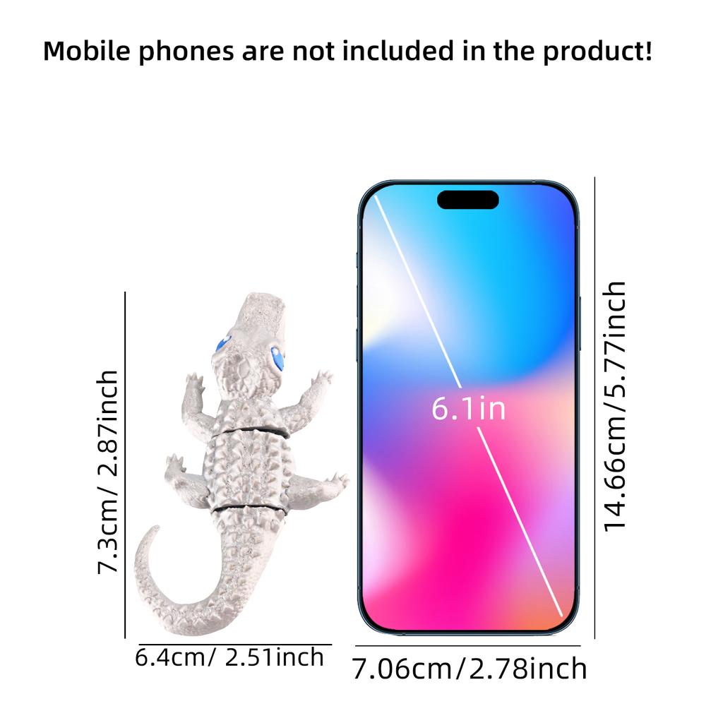 3D Printed Silver Wagging Tail Crocodile, Joints Movable, Novel Multi-Color Printing Technology Gift Small Toy