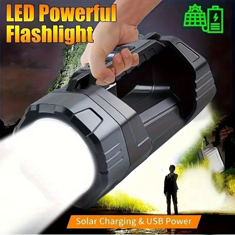 Ultra Bright Remote LED Flashlight with Solar Charging, One Hand Grip, Digital Power Display, Emergency Flash,power Outage, Emergency Situation