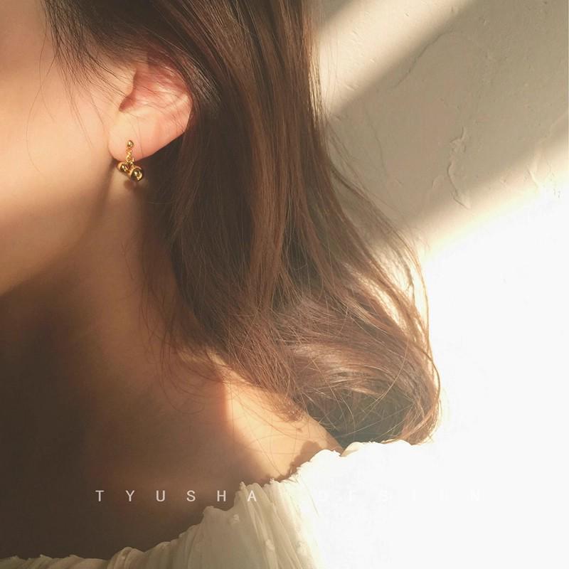 Edelstahl Gold Runde Kugel Kirsch Ohrstecker - Klein & Groß, High-End, Frisches Design, Titanstahl Farberhaltung