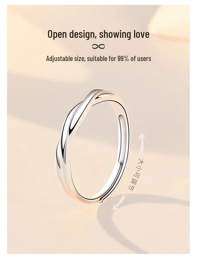 Moebius Infinity Couple Rings - Elegant Intertwined Open Rings for Lovers