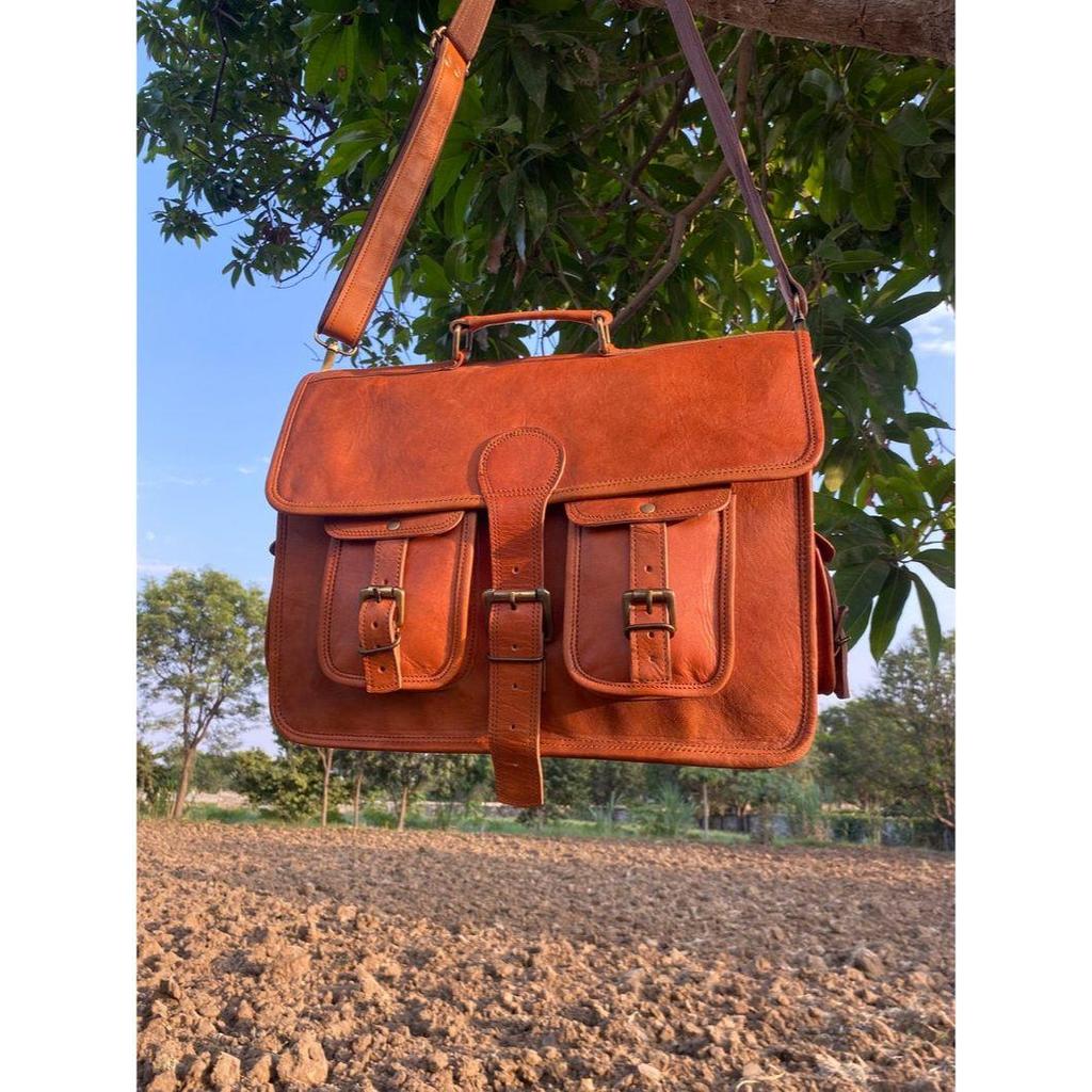 Handmade Leather Messenger Bag: Laptop Briefcase, Crossbody Satchel