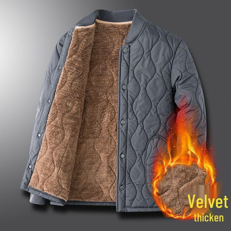 Men's Lambswool Cotton Winter Jacket - Middle-aged Father's Warm Loose Coat with Thick Velvet Liner