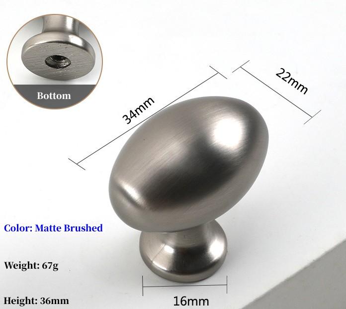 Poignées de Meuble Ovales en Alliage de Zinc à Trou Unique Disponibles en Plusieurs Couleurs Adaptées aux Poignées d'Armoire de Cuisine et aux Boutons de Tiroir